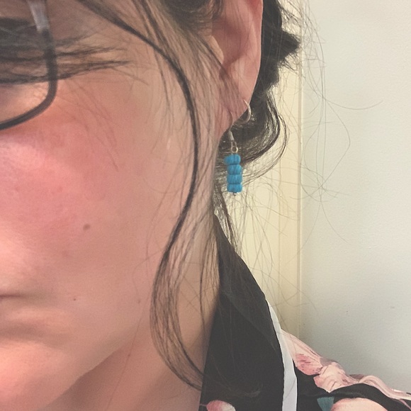 New Dainty Minimalist SemiPrecious Healing Stones Authentic Turquoises Earrings - Picture 4 of 11